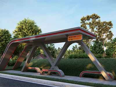 modern bus platform 3d model