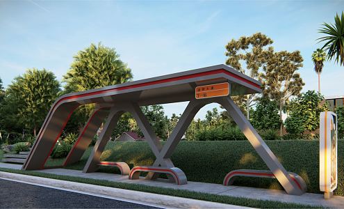 modern bus platform 3d model