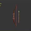 Traditional Wooden Archery Bow And Arrow With Metal Arrowhead And Red Fletching