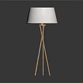 Modern Floor Lamp With White Lampshade And Wooden Cross Legs Design
