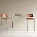 Poliform Modern Bar Stools With Wooden Backrest And Metal Legs Design