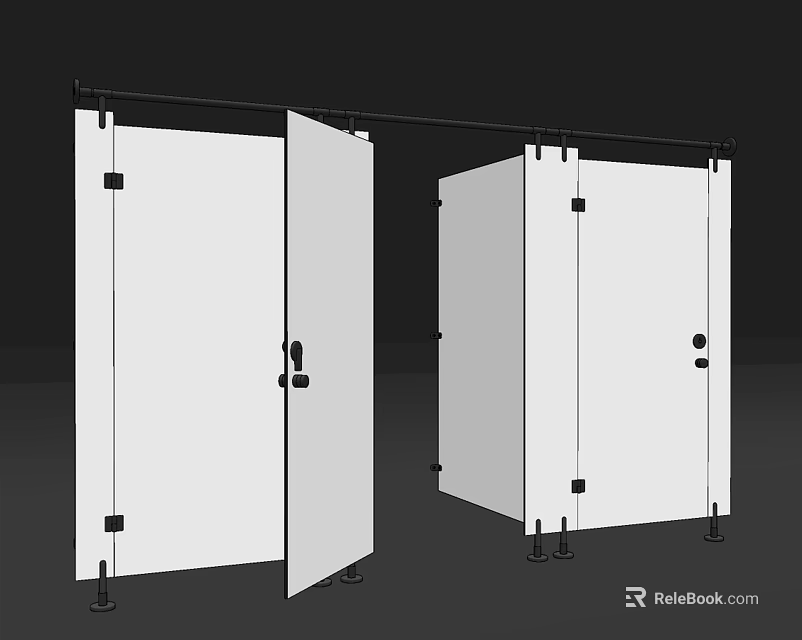 Swing Doors Structural Design Including Hinges Door Frame And Handle Components 3d model