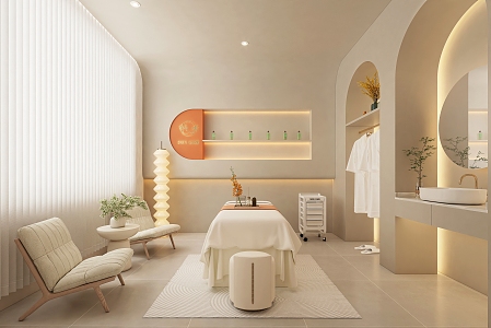 Beauty spa private room massage bed beauty nail salon 3d model