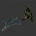 Two Military Fighter Jets Gray And Camouflage Displayed On Dark Background