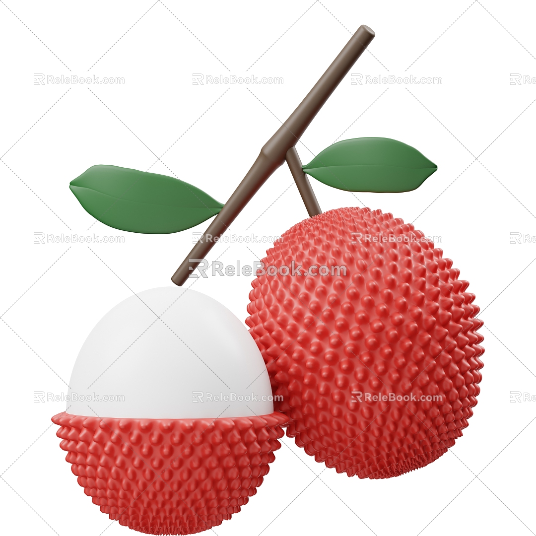 Modern litchi fruit cartoon litchi 3d model