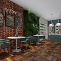 Specialty Store Interior With Living Plant Wall Brick Wall Shelves Seating Area And Logo Sign