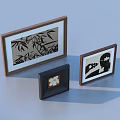 Wooden and Black Photo Frames with Bamboo and Flower Patterns for Home Decor