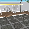 Garden Landscape Design With Stone Arch Pillars And Lush Green Trees