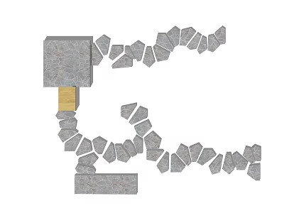 Stepping Stones Garden Path Design With Natural Stone For Landscape Walkway 3d model