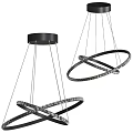 Modern Circular Chandelier With Black Frame And Crystal Accents For Interior Lighting