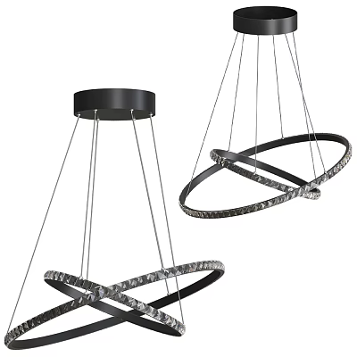 Modern Circular Chandelier With Black Frame And Crystal Accents For Interior Lighting 3d model