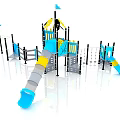 Children'slide outdoor slide large slide multi-person slide outdoor combination slide 3d model