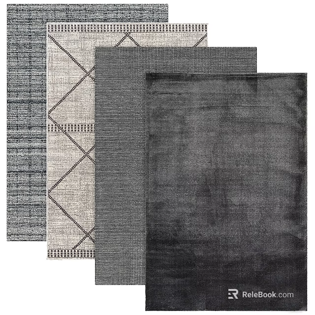 Assorted Square Rugs With Diverse Patterns And Textures 3d model
