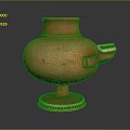 Brown Ceramic Clay Pot Sculpture With Golden Base And Intricate Hollow Carved Design