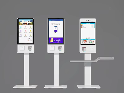 Public Facility Self Service Kiosks With Digital Screens And User Friendly Interface 3d model