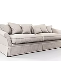 Modern Light Gray Fabric Double Sofa With Multiple Comfortable Cushions 3d model