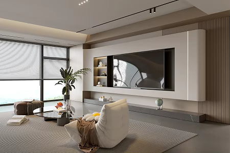 Modern Minimalist Living Room Balcony Cabinet Sofa Combination Coffee Table Sofa Background Wall 3d model