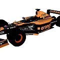 Black and Orange Formula 1 Race Car With Orange ABATECH LOTOS Sponsor Logos