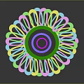 Colorful Vibrant Plant With Flower Like Petals And Central Purple Green Rings