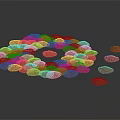 Red Granular Circular Structure With Central White Area And Adjacent Smaller Forms