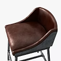 Industrial Design Bar Stool With Leather Upholstered Seat And Metal Pipe Legs