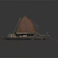Traditional Wooden Sailboat Models With Brown Sails Different Sizes And Structures 3d model