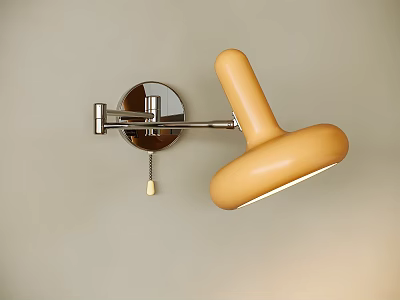 Modern Minimalist Wooden Wall Lamp With Curved Beige Shade And Metal Base 3d model