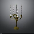 Classic Gold Candelabra Featuring Six White Candles And Curved Branches