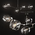 Branching Bubble Chandelier with Transparent Glass Shades and Modern Artistic Design