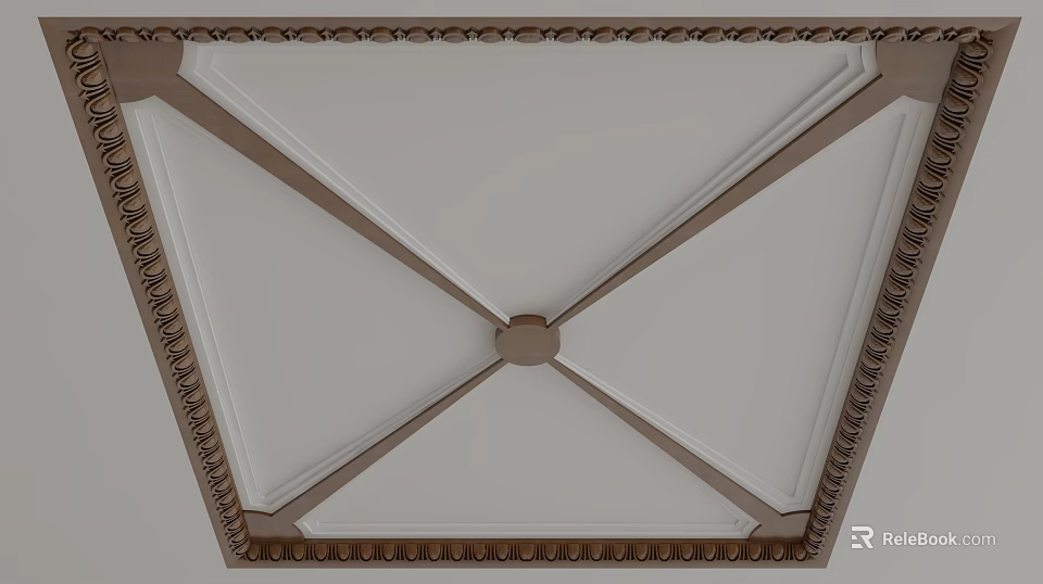 Ornate Ceiling Design With Decorative Border Cross Beams And Central Medallion 3d model