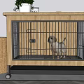 Pet Cage Decorative Ornament Combination With Potted Plant Toy Car Wicker Basket And Pet Bowl