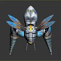 Futuristic Mechanical Insect With Metallic Blue Orange Wings And Sharp Legs Design