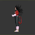 3D Model of Muscular Saiyan Character Vegeta with Red Top Green Pants and Tail