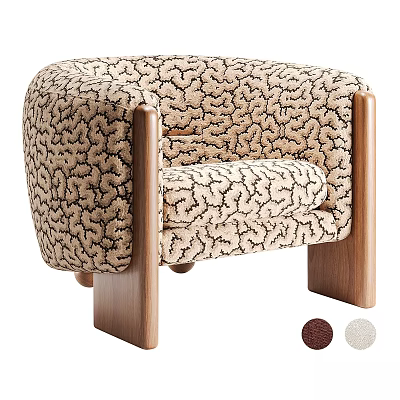 Comfortable Modern Accent Chair with Patterned Fabric Upholstery and Wooden Legs Multiple Colors 3d model