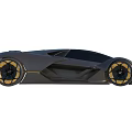 Futuristic Black Supercar With Streamlined Aerodynamic Body And Golden Alloy Wheels