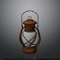 Vintage Lantern With Rustic Metal Frame White Shade And Wooden Handle