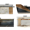 Modern Reception Desk Designs With Marble Surfaces And Metal Accents