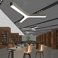 Modern Library Interior With Bookshelves And Reading Area 3d model