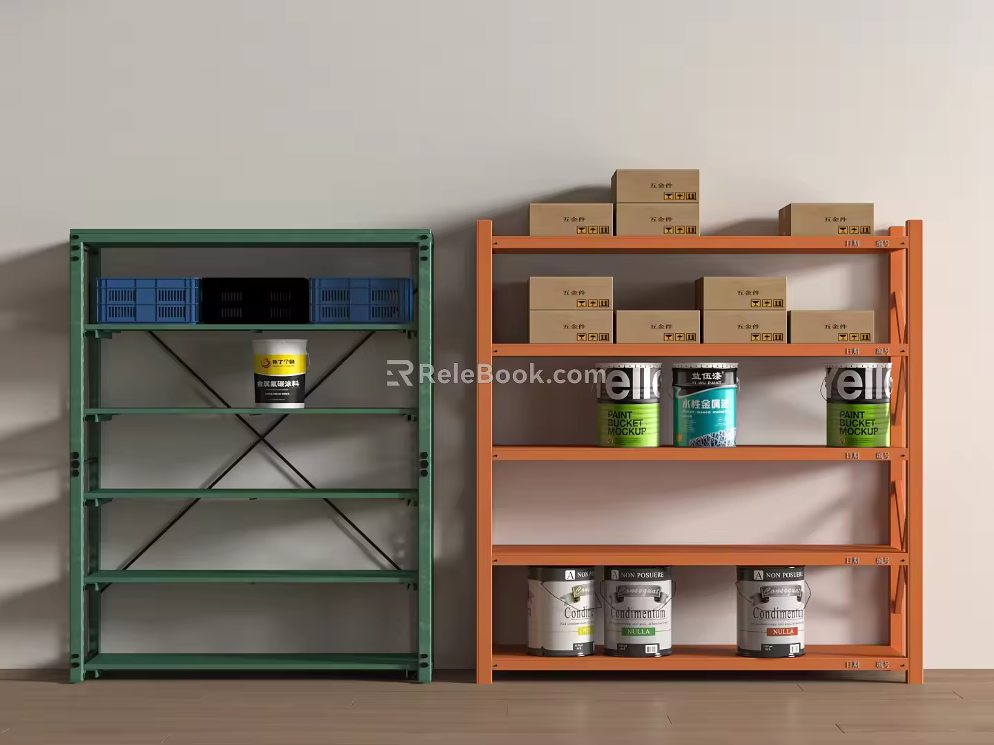 Modern shelf display rack express rack carton paint bucket 3d model