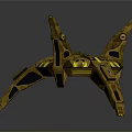 Advanced Yellow Cosmic Spaceship With Multi Wing Structure For Space Exploration