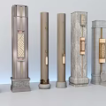 Various Designed Decorative Pillars With Marble Stone And Carved Patterns