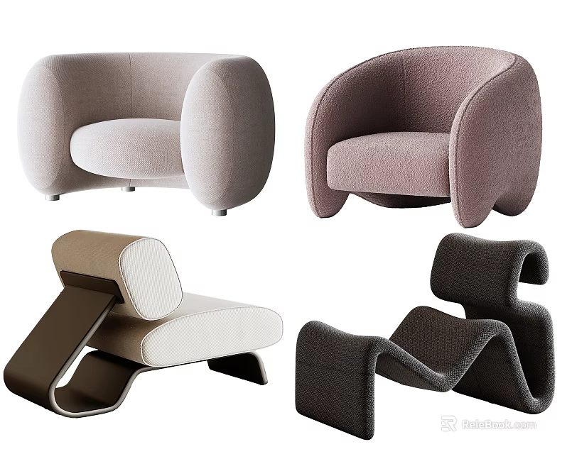 Modern Single Sofa Designs With Various Colors And Unique Styles 3d model 