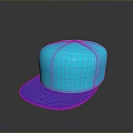 Neon Blue Baseball Cap With Flat Brim And Glossy Surface Design