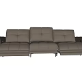 Modern Beige Leather Sectional Sofa With Reclining Seats And Comfortable Design
