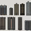 Various Modern High Rise Building Exterior Designs With Different Facade Styles 3d model
