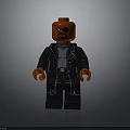 Lego Figure With Red Head Black Eyepatch Black Jacket Gray Inner Shirt And Orange Hands