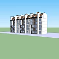 Modern Multistory Residential Building With Light Dark Facade Decorative Roof And Green Lawn