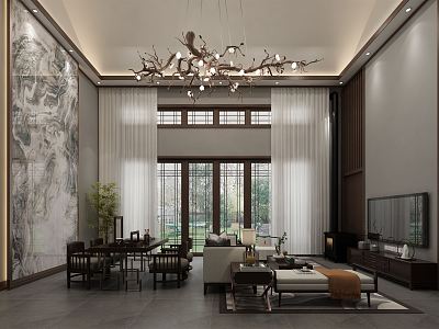 New Chinese Duplex Living Room Villa Living Room model