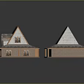 Wooden House With Shingle Roof Two Story Design And Wooden Porch Windows Structure