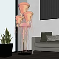 Modern jellyfish floor lamp table lamp jellyfish decorative lamp floor lamp potted shrub sofa 3d model